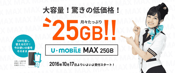 U-mobile MAX 25GBプラン