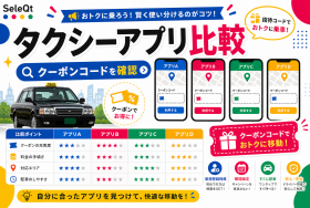タクシーアプリのクーポン比較を示すSELEQT記事サムネイル