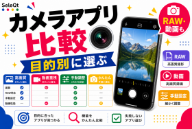スマホカメラアプリの目的別比較を示すSELEQT記事サムネイル