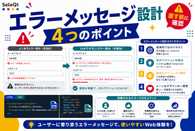 正しいエラーメッセージデザインの4つのポイントを示すSELEQT記事サムネイル